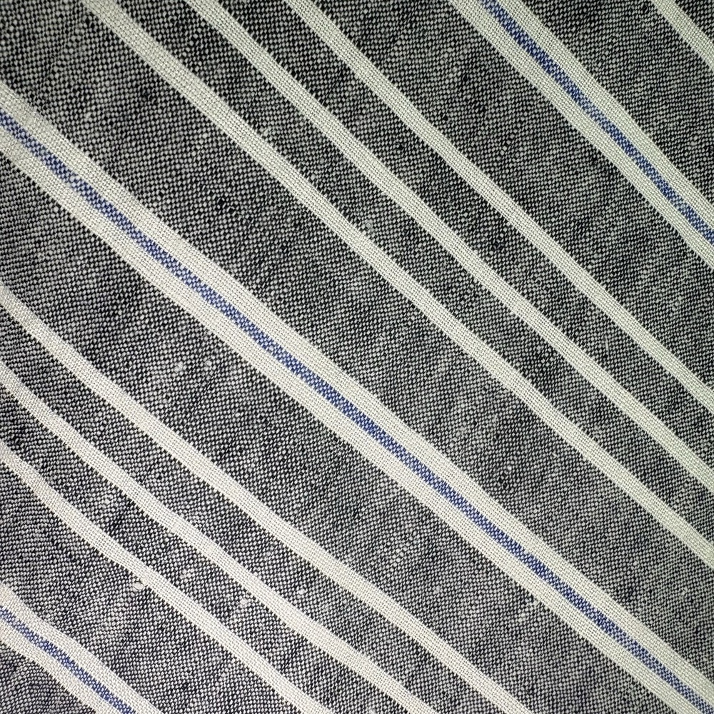 Talbots Women's Size 12 Linen Chevron Stripe Blue Black White Midi Skirt - Picture 7 of 9